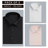 Shirt Happens: 3-Pack Men’s Stylish Formal Shirts – 100% Cotton, Full Sleeves with Pockets (FS-77)